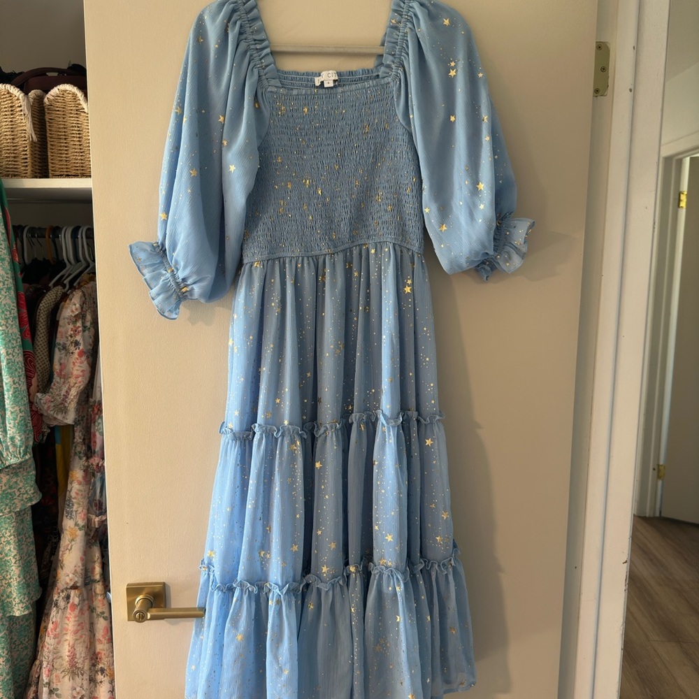 Ivy City Co Blue Starry Midi Dress